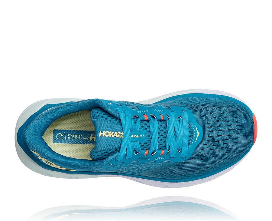 Hoka One One Womens Running Shoes - Arahi 5 - Blue/White - CTXR71854